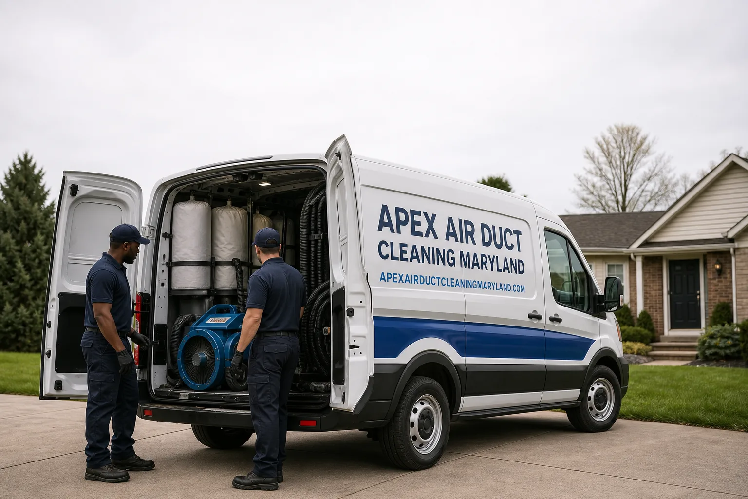 Apex Air Duct Cleaning Maryland service vehicle and crew in Maryland, MD